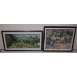5 framed Prints, after Van Gogh, post-Impressionist style & a framed print “Shoreline” (6)