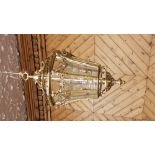 Regency Style Brass Hall Lantern (electric) (4 light connections inside), 24”h x 14” w (with an