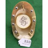 Ivory Horse Shoe Shaped Watch Stand, with brass mount, initialled “ES”, 11cm h