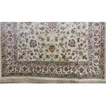 Ivory ground Kashmir Carpet, with an all-over floral design (as new), 2m x 3m