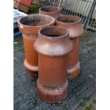 Set of 4 Old Dublin Terracotta Chimney Pots, each 2fth x 12” dia