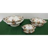 3 Piece Tureen Set, Tunstall, 2 on base plates, one soup ladle