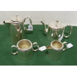4 piece Hotel Ware Tea Set - teapot, water pot, sugar and milk (Sheffield, England) (4)