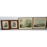Pair of antique Lithographs, "Ram" and "Bull", pub'd by W Darton, 1797 (Tookey), maple frames & Pair