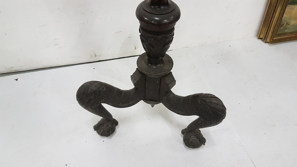 Mahogany Torchere on reeded column, on ball and claw feet, 57.5” - Image 2 of 2