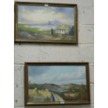 Pair of Oils on Canvas – “Emigration” & “Cornamona” (Galway), signed Clive Hughes, in moulded