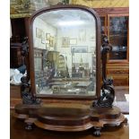 Large Victorian toilet mirror with hinged compartment, polished condition, 36"w x 31"h