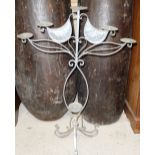 Matching Set of 3 Tall Steel Candelabras, each with 3 branches