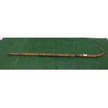 Swordstick with wooden handle, bound with copper wire and a similar wooden scabbard, 36” long
