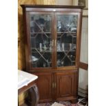 Late 19thC Mahogany Corner Cabinet, the two astragal glazed upper doors over two panelled doors