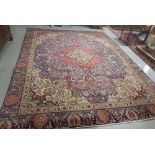 Old large Blue Ground Persian Tabriz Carpet, with an all over traditional floral medallion design 4m