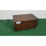Regency Period Walnut Tea Caddy, the hinged lid enclosing two tin-lined compartments, the central