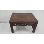 Low size Chinese Table, rectangular shaped, with Oriental fretwork, heavy (possibly 19th C), 46cm