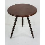 Mahogany Circular Occasional Table, on bobbin legs, 55cm dia x 67cm h