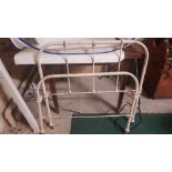 3ft wide Antique Cast Iron Single Bed Frame, painted white (2 ends and a sprung base) & a metal