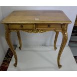 Early 20thC Continental Walnut Side Table, with gilt hues to the cabriole legs and to the top and