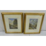 Stockley, 1882: a pair of oil paintings, rural scenes with bridges and figures, 9½" x 5¾", in gilt