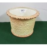 Locke & Co Worcester Jardinere, cream with beige edging, 9cm dia x 13cm h