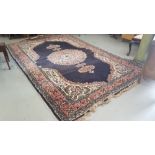 Wool Floor Rug, blue and pink ground 3.2m by 2.14m