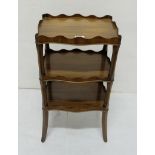 Edwardian Mahogany 3 Tier Whatnot with shaped galleried shelves, 36cm w x 66cm h