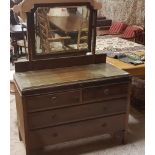 Mahogany Dressing Table, a swivel mirror back over 3 drawers, 107cm wide