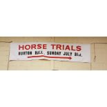 Canvas banner “Horse Trials, Burton Hall, July 31st”, 3.5m x 0.8m & a 1950’s Ordnance Survey Map