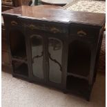 Edw. Walnut Sideboard with 3 drawers above 2 glass panelled doors, 1.16w x 0.95cm high