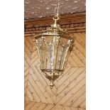 Regency Style Brass Hall Lantern (electric) (4 light connections inside), 24”h x 14” w