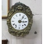 Antique French Wall Clock, the white face stamped “Prevot, A Toul”, with griffen impressions on