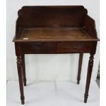 Mahogany Wash Stand with raised gallery and sides, turned legs, 2 apron drawers, 74cm w x 94cm h