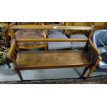 Mahogany Bench with rail back and solid seat, 1.2m w x 45cm d