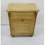 Victorian pine Wash Stand with hinged top compartment and drawer (stripped), 65cm w x 78cm h