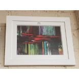 Michael Thatcher Abstract Fine Art Print, red and green stripes, in a white frame 33 x 45