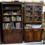 2 x modern Bookcases, one with 2 glazed upper doors, 36”w x 79”h and one with open shelves, 37”w x