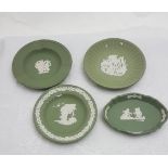 4 green Wedgewood pin trays