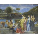 Large Oil on Canvas – The Rescue of Moses in the bulrushes, Egyptian background, signed M EDWARDS,