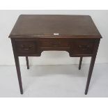 Mahogany Late 19thC Side Table, with two apron drawers, on tapering legs, inlaid top, 76cm w x