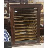 Shop antique glass cased Stationery Cabinet with sliding trays (Label - CRESSWELL, LONDON FORD 428