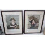 2 x 19th C Colour Engravings, "The Woodboy", engraved by T GAUGAIN, pub'd 1799, by L Brydon, 53cm