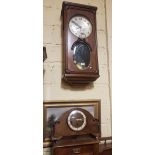 1950s oak cased Wall Clock and a 1950s German Mantel Clock (2)