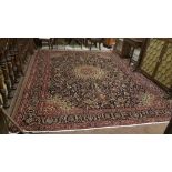 Old Deep Blue Ground Persian Kashan Carpet, a beautiful Shabas Medallion Design, 3.84m x 2.90m