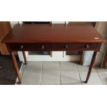 Mahogany Side Table, 2 drawers, turned legs, 109cm w