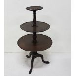 Late 19thC 3-Tier Mahogany Circular Dumbwaiter, on a tripod base, 110cmh and dia from 25cm to 59 cm