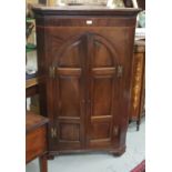 Georgian Inlaid mahogany Corner Cabinet with attractive panel doors and brass hinges, 1.4m h x 0.
