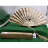 Ivory handled Lady’s Silk Fan, in original presentation box