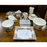 Group of china Ornaments including Japanese Ashtray, glass dish with lid, 1962 Royal Worcester