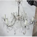 Matching pair of cut crystal Ceiling Lights, 6 branches, with teardrop crystals (fine quality) (2)