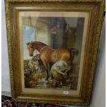 Framed Pear’s Print, “The Farrier” in gilt moulded frame