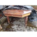 Antique Dining Table, (veneer missing, base of legs damaged)