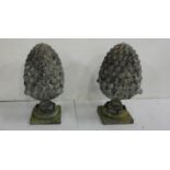 Matching Pair of Bronze Garden Ornaments, Acorn shaped, 60cm high by 29cm wide (2)